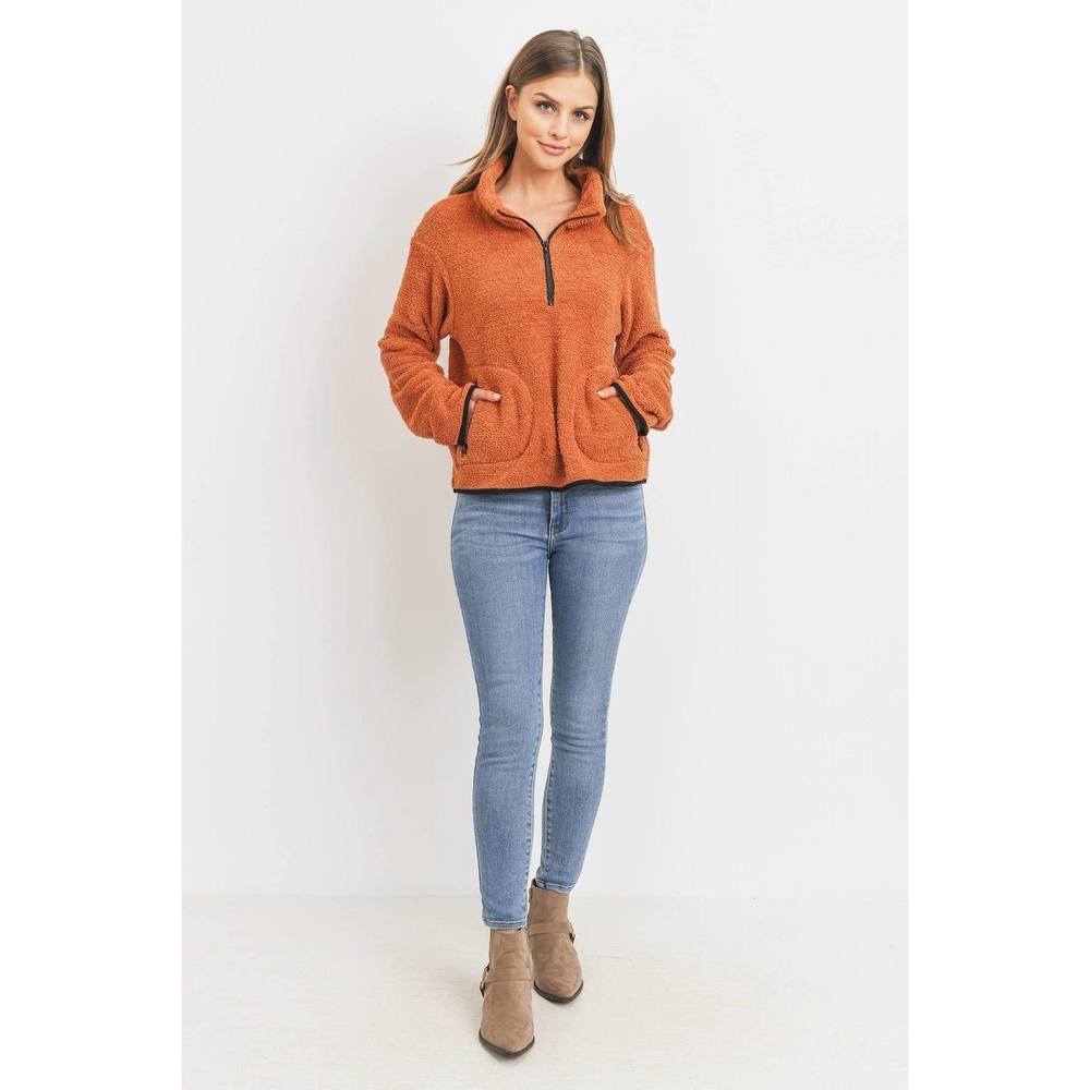 Long Sleeve Half Zipper Pullover Loopie Terry - Picture 2 of 8